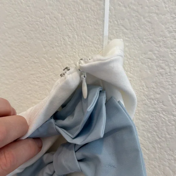 NWT BHLDN - Strapless Side-Bow Asymmetrical Midi Dress - White and Blue - Size M - Picture 9 of 9